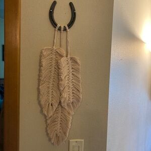Handmade Macrame Feathers on Large Horseshoe